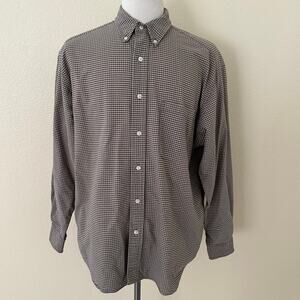 Eddie Bauer Men Brown Plaid  Button Down Shirt Size L
